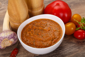 Famous Spanish gazpacho tomato soup