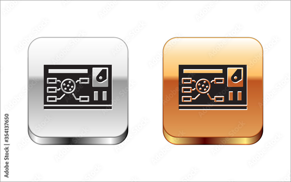 Poster black futuristic hud interface icon isolated on white background. hologram ui infographic, interacti