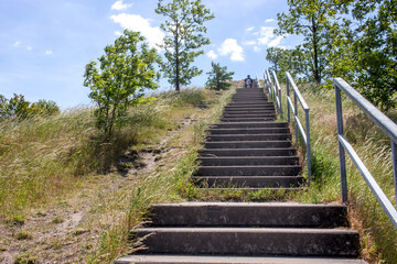 Panorama view over the Ruhr area North Rhine Westphalia Gelsenkirchen, Stairs ro the Coal Stockpil