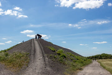 Landscape of Gelsenkirchen, slag heaps, recultivation of industry