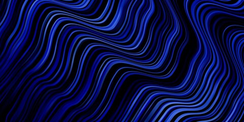 Dark BLUE vector template with wry lines. Abstract illustration with bandy gradient lines. Best design for your posters, banners.