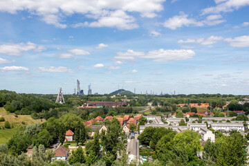 Panorama view over the Ruhr area North Rhine Westphalia Gelsenkirchen - obrazy, fototapety, plakaty