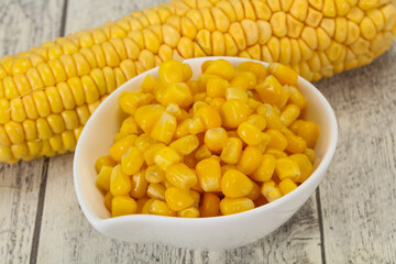 Young corn seeds in the bowl