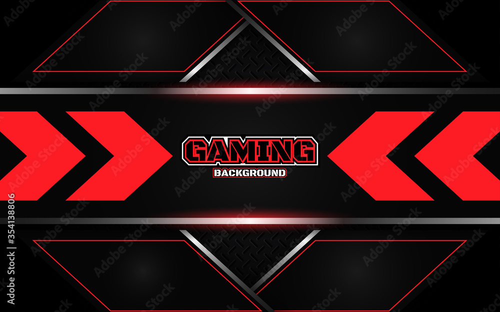 Poster abstract futuristic black and red gaming background with modern esport shapes. vector design templat
