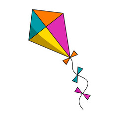 Colorful flying kite icon on white background. Vector illustration.