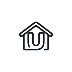 Letter U In House Icon Vector Design Template