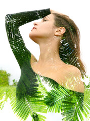 Surreal creative double exposure portrait