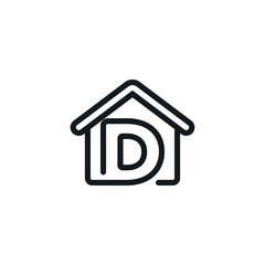 Letter D In House Icon Vector Design Template