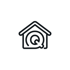 Letter Q In House Icon Vector Design Template