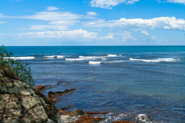 Black sea waves surf, Russia, beautiful nature landscape.