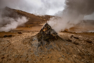 Geothermal area at Hverir in the north of Iceland near Lake Myvatn and  Akureyri. Northeast Iceland