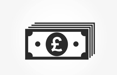 british pound banknote stack icon. money and cash symbol - obrazy, fototapety, plakaty