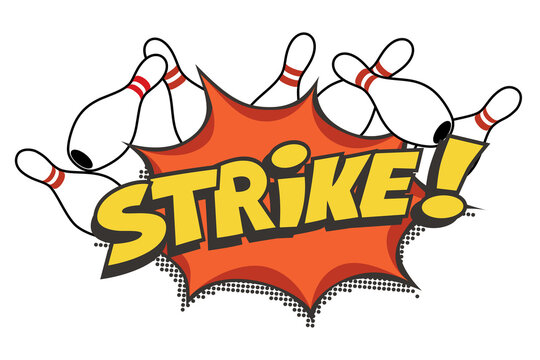 Bowling strike pop art design on white background