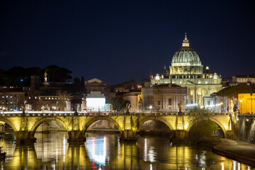 Fototapeta premium View to St. Peter cathedral of Vatican from the Umberto I bridge, Rome, Italy