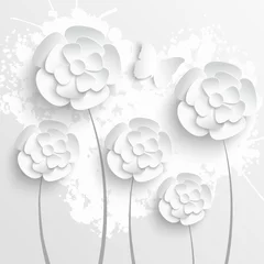 Fotobehang Paper flower. White roses cut from paper. © lulya