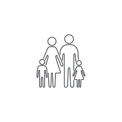 Family icon line sign, father mother daughter son isolated Vector outline illustration