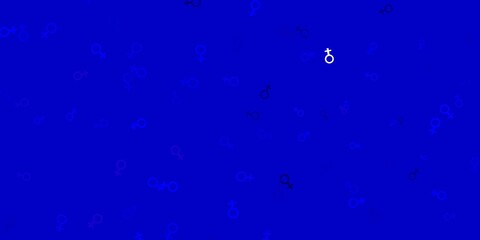 Light BLUE vector pattern with feminism elements.