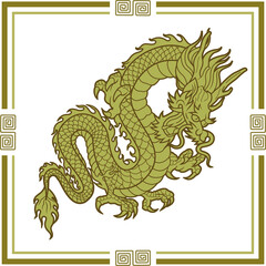 Dragon Eastern Antique with square line