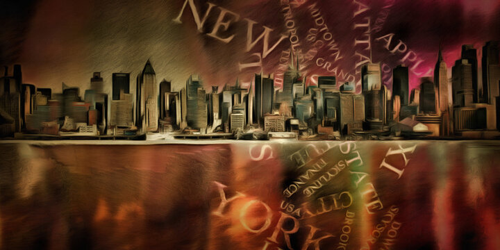 Oil painting. New York panorama