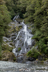 Obraz na płótnie Canvas Fantail Falls on the Haast River, South Island, New Zealand
