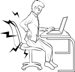 office man was back ache because office syndrome