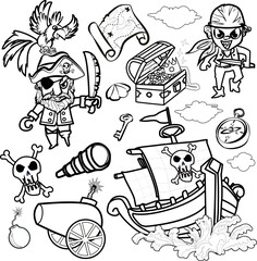 pirates theme party for decoration outline