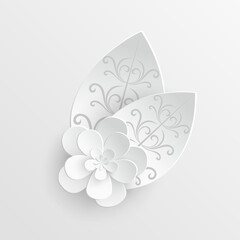 White roses cut from paper. Vector illustration.