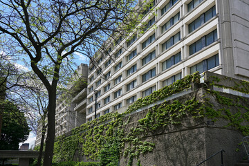 TORONTO - MAY 31, 2020:  York University's suburban features  modern architecture along with green...