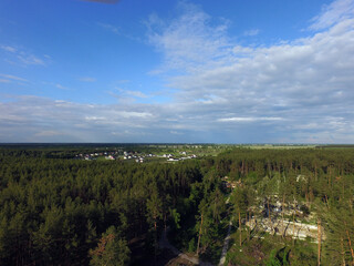 Obraz premium Aerial view of the saburb landscape (drone image). Kiev Region