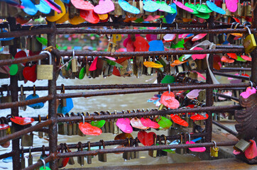 Love padlocks attached to the 