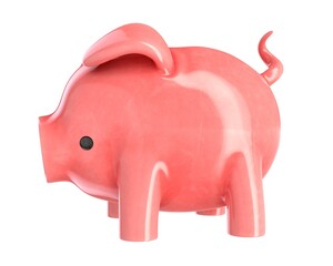 3D render of pink piggy bank isolated on white