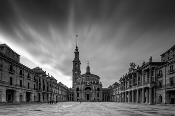 Naklejka premium La Laboral in Gijón at sunset (Black and White)