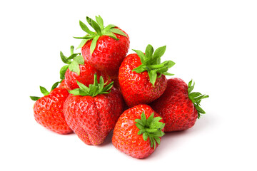 Fresh strawberry pile isolated on white background