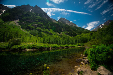 Maroon Bells Colorado on a clear summer day