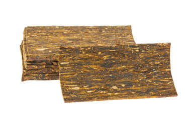 Pressed tobacco, tobacco texture on a white background, isolated.