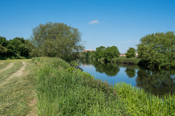 River Calder natural environment, Wakefield, West Yorkshire, United Kingdom.