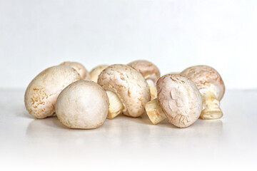 Small pile of white mushrooms for cooking dinner