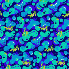Fototapeta na wymiar Colorful fluid colorful fun bubbles background. Seamless vector pattern.