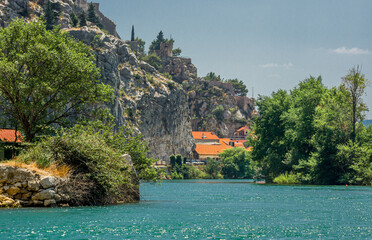 Croatia. Near the city of Omis. At the confluence of the Cetina river. Dalmacia.  Adriatic  sea, ...