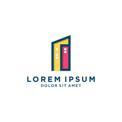 Letter I With Colorful Building For Construction Company Logo