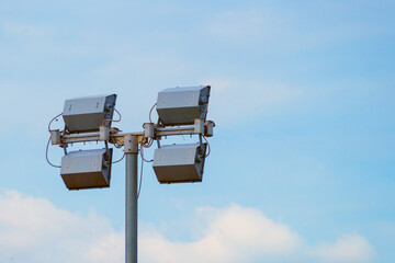 Lighting mast with four powerful lights