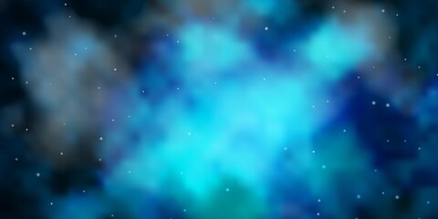 Dark BLUE vector background with small and big stars. Shining colorful illustration with small and big stars. Theme for cell phones.