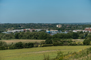 Wakefield city estates, view from the Sandal Castle hill.