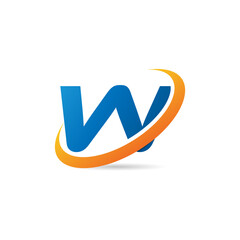 Letter W With Swoosh Logo Design Template