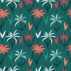 seamless repeating pattern with flowers. vector illustration