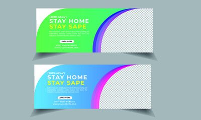Naklejka premium Web banner design ,vector template ,advertising banner ,corona virus post banner ,covid-19 template 