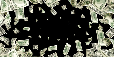 Money falling. American money. Washington American cash, usd background.