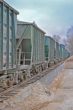 vintage cargo wagon train line with valve tap heap, transportation technology
