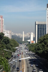 Sao Paulo/Brazil: streetview, avenue, obelisk, cityscape