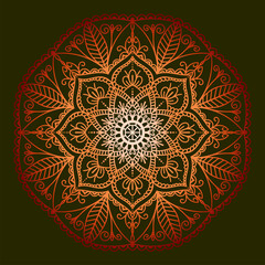 Ethnic mandala in color gradient tribal ornament. Vector illustration. Design element for holiday cards, background and sites. Islam, Arabic, Indian motifs.